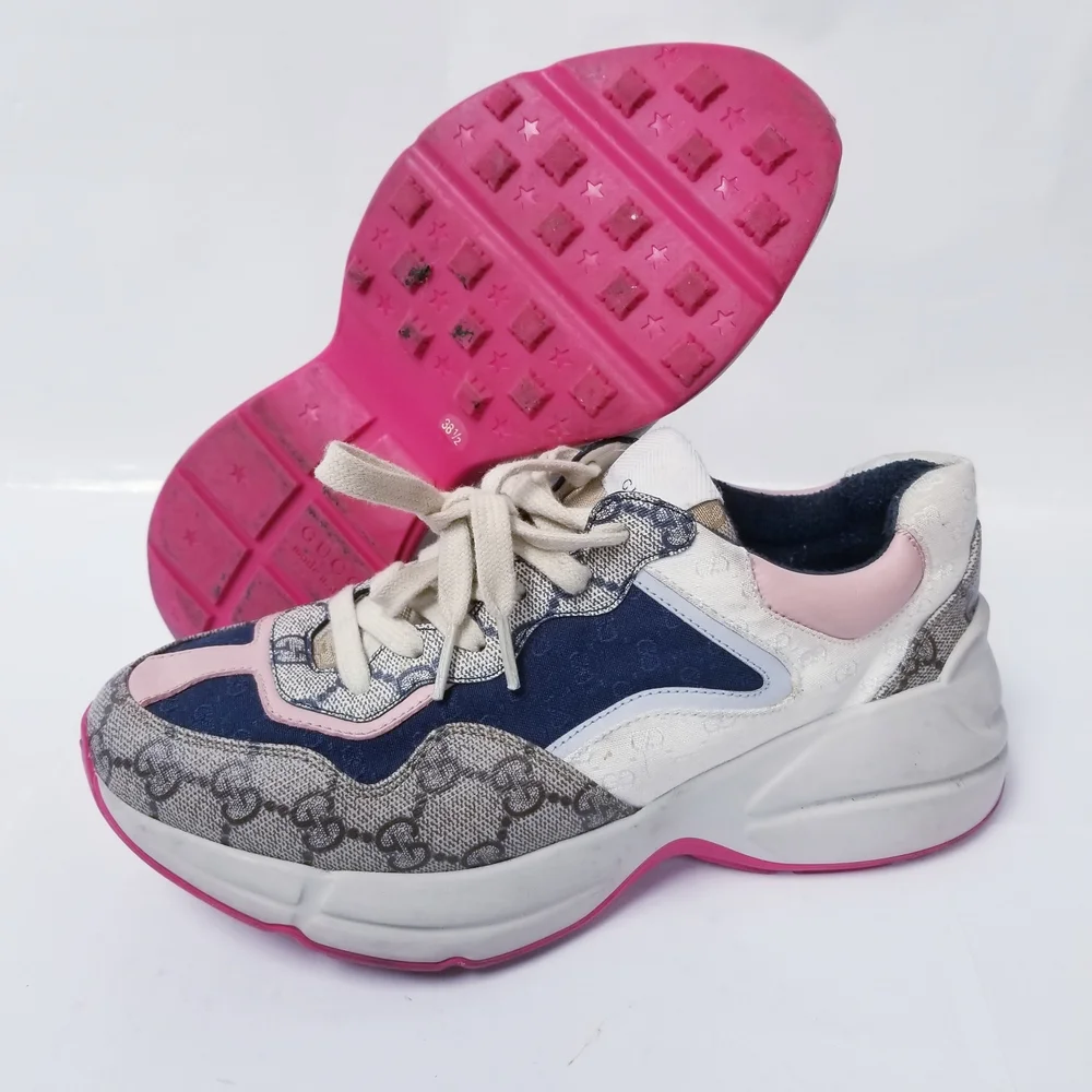 Gucci Women's Pink and Blue Sneakers - Picture 4 of 9